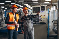 Two colleagues at a factory Two colleagues at a factory