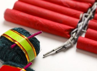 Indian festival diwali , firecrackers isolated on white background