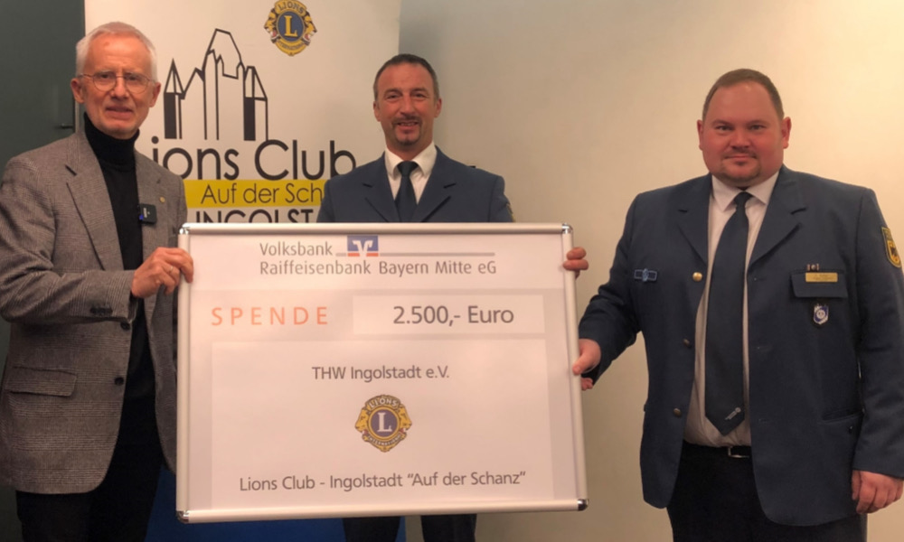 Scheckübergabe THW_Lions Club Ingolstadt „Auf der Schanz“_1000pixel