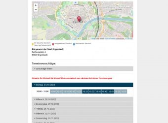 Screenshot Terminvereinbarung Stadt Ingolstadt