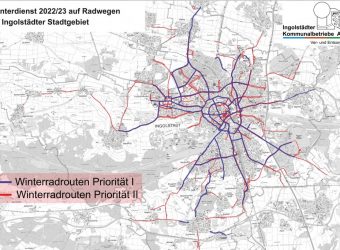 Kartenausschnitt Radwege Winter Kommunalbetreibe 2022